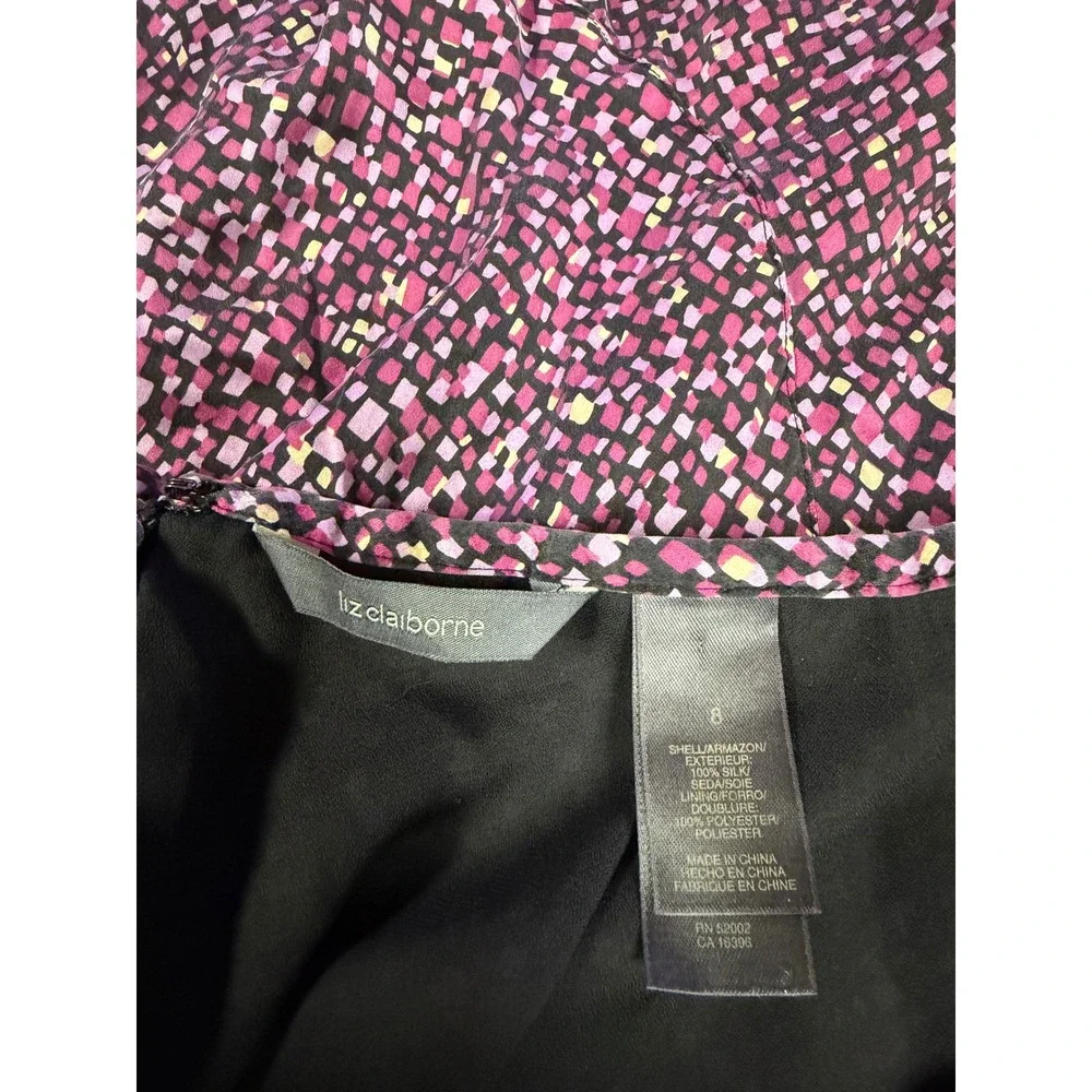 Vtg Liz Claiborne 100% Silk Purple Mosaic Flounce Hem Skirt Y2K Whimsigoth 8